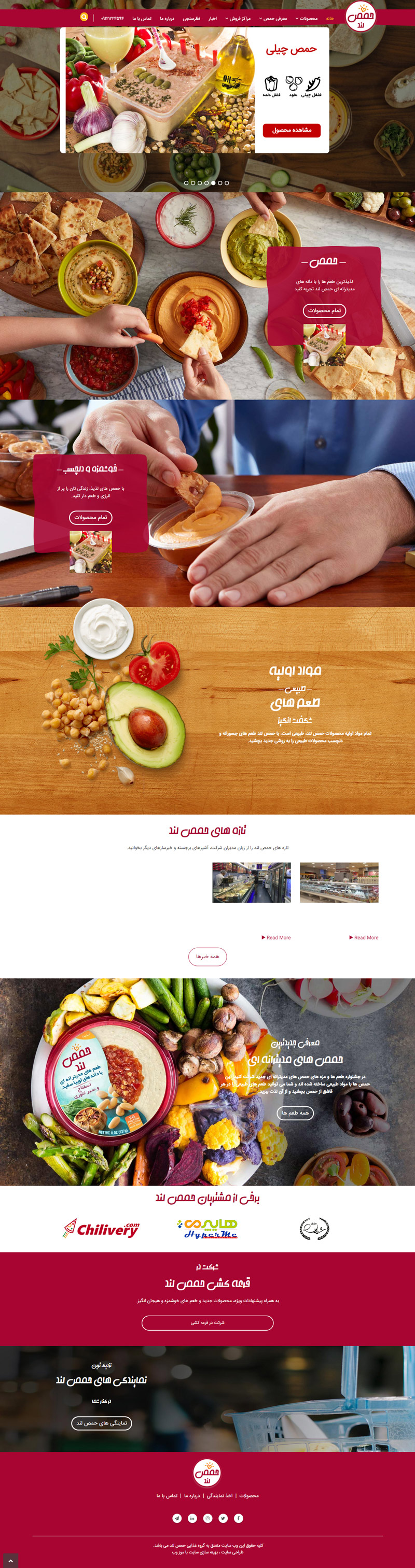 طراحی سایت گروه غذایی حمص لند